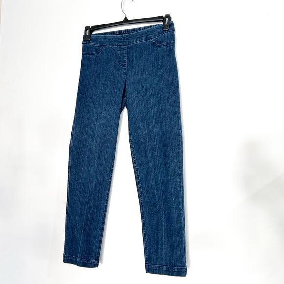 Multiples Slim-Sation Denim Tummy Control Mid-Rise Straight Ankle Crop Blue Jean - Picture 3 of 6